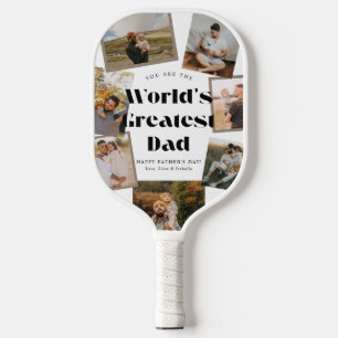 Raquette De Pickleball Meilleur Papa du Monde Bold Retro 7 Photo Collage