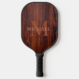 Raquette De Pickleball Meilleur papa jamais Dark Mahogany grain de bois
