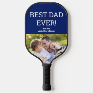 Raquette De Pickleball Meilleur papa JAMAIS Photo Fête des pères bleue pe