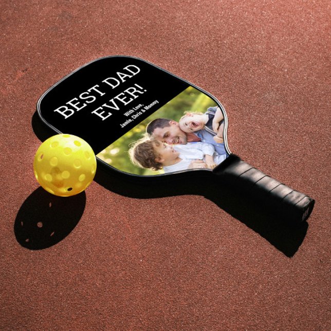 Raquette De Pickleball Meilleur papa JAMAIS Photo Fête des pères moderne  (Pickleball paddle Best dad Ever photo gift. )
