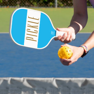 Raquette De Pickleball Mignolette Ciel Bleu Blanc PICKLE Stripes Texte