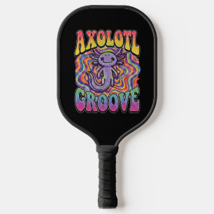 Raquette De Pickleball Mignon Axolotl Hippie Groovy Art Rétro 70s Arc-en-