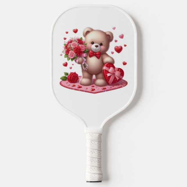 Raquette De Pickleball Mignonne Valentine's Day Teddy Bear (Recto)