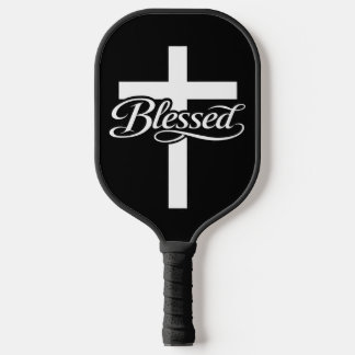 Raquette De Pickleball Minimalist Blessed Cross Christian Faith Design