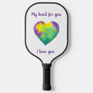 Raquette De Pickleball Minimaliste Je t'aime coeur arc-en-ciel Valentine