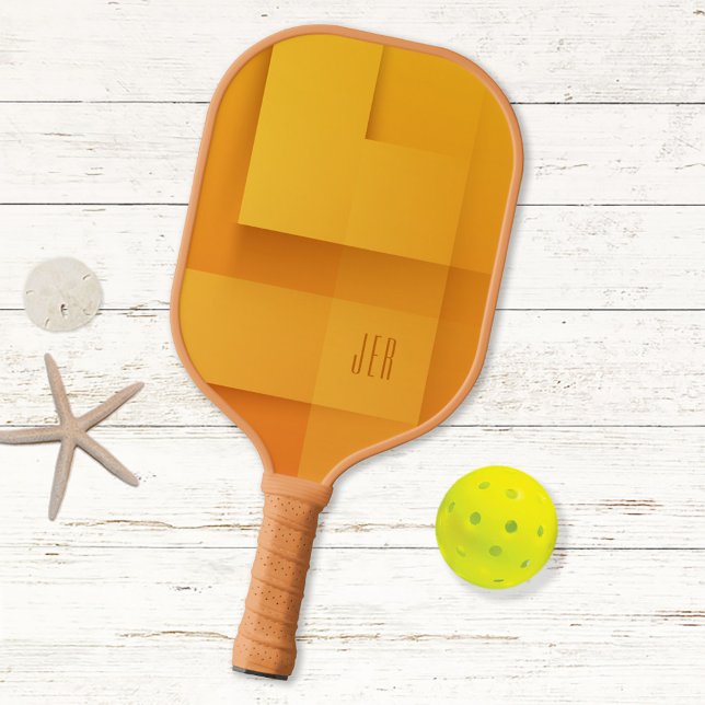 Raquette De Pickleball Modèle de monogramme abstrait Orange Pro   (Créateur téléchargé)