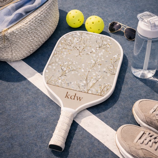Raquette De Pickleball Modern Floral Monogram (Créateur téléchargé)