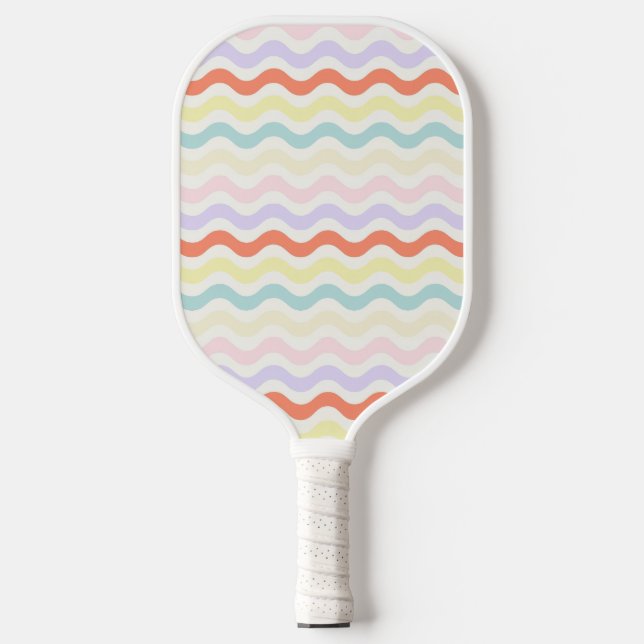 Raquette De Pickleball Modern Minimalist Scalloped Pastel Waves Linear (Recto)