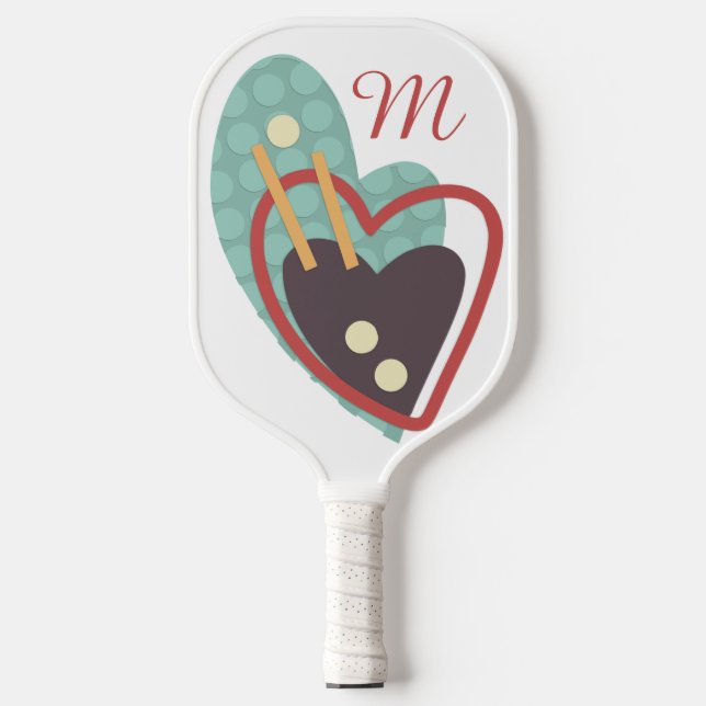 RAQUETTE DE PICKLEBALL MODERNE ABSTRAIT "COEUR" CONCEPTION PICKLEBALL PIC (Recto)