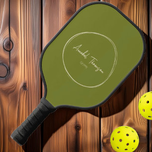 Raquette De Pickleball Moderne de milieu de siècle Vert Saule Nom du sc