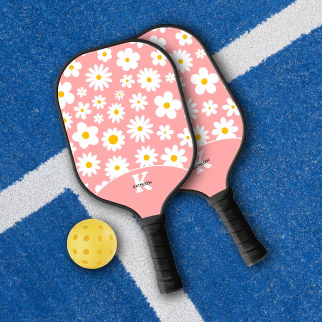 Raquette De Pickleball Moderne Flat Graphic Daisy Rose (Créateur téléchargé)