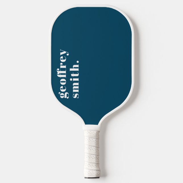 Raquette De Pickleball Moderne Minimal Bleu Turquoise Votre Nom Personnal (Recto)