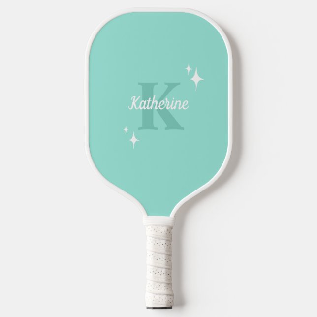 Raquette De Pickleball Moderne Pastel Mint Monogramme Feminine (Recto)