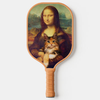 Raquette De Pickleball Mona Lisa tenant son animal de compagnie Léonard d