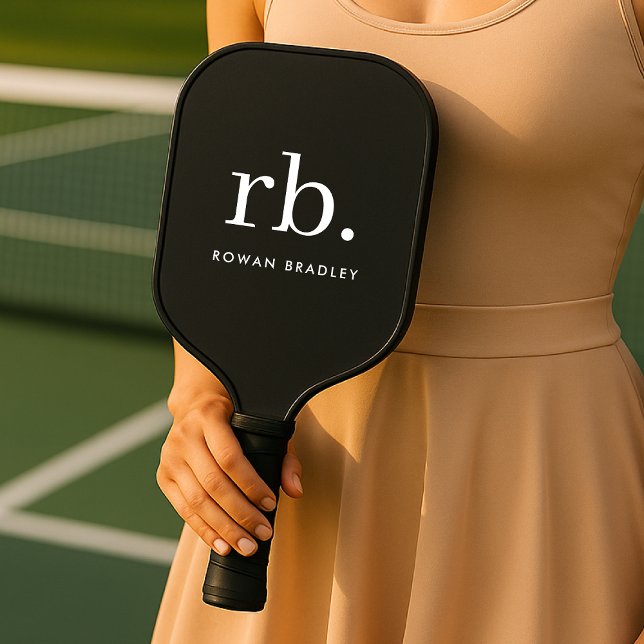 Raquette De Pickleball Monogram Classic Elegant Minimum Black and White (Créateur téléchargé)