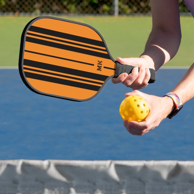 Raquette De Pickleball monogramme à bandes orange et noire (Insitu)