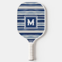 Monogramme à rayures bleues et blanches