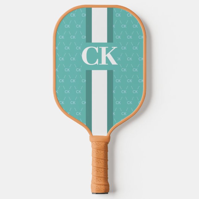 Raquette De Pickleball Monogramme à rayures modernes avec Motif concepteu (Recto)