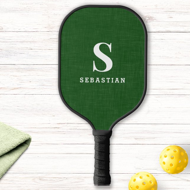 Raquette De Pickleball Monogramme avec le nom du joueur Vert moderne pers (Créateur téléchargé)