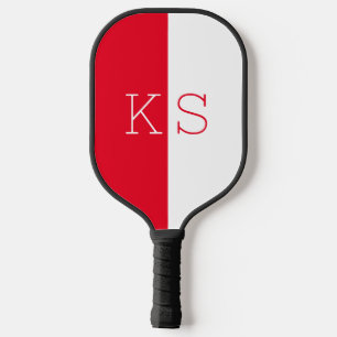 Raquette De Pickleball Monogramme blanc rouge écarlate minimaliste modern