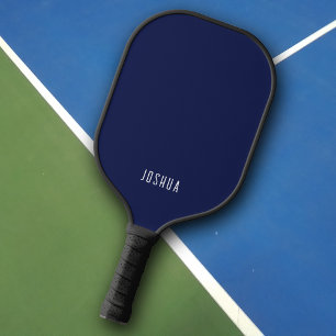 Raquette De Pickleball Monogramme bleu foncé moderne Nom