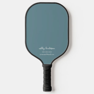Raquette De Pickleball Monogramme bleu minimaliste moderne Nom + Coordonn