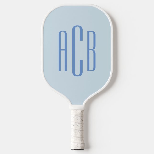 Raquette De Pickleball Monogramme bleu simple à trois lettres (Recto)