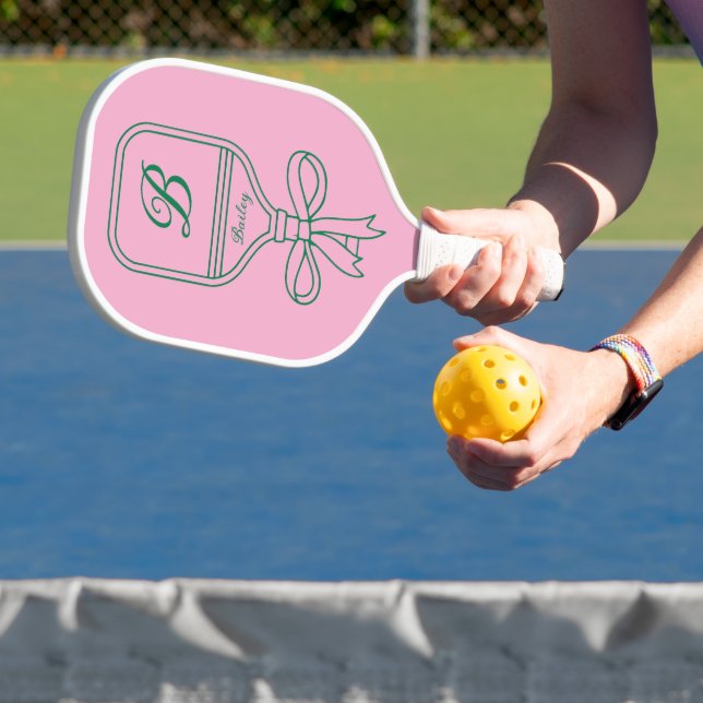 Raquette De Pickleball Monogramme Bow rose Pickleball Paddle (Insitu)