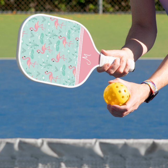 Raquette De Pickleball Monogramme cadeau Flamant rose personnalisé (Insitu)