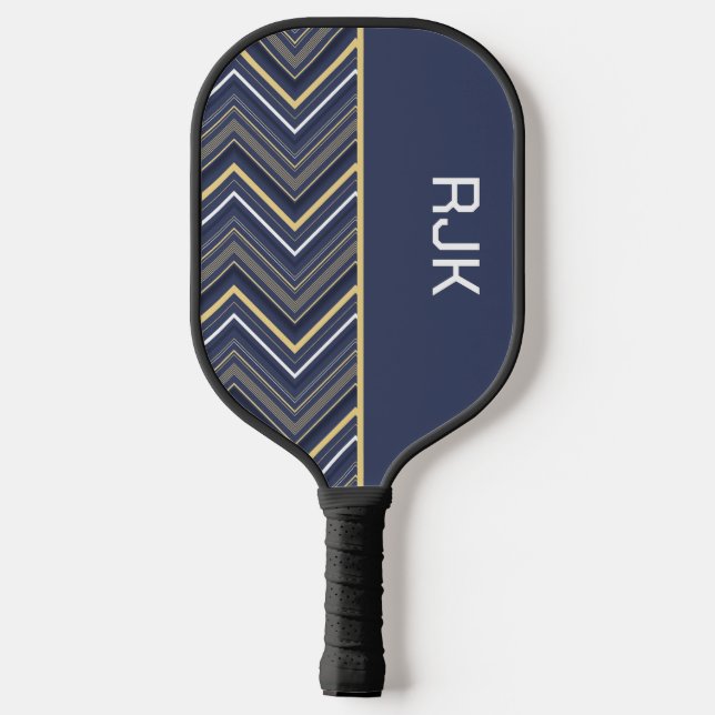 Raquette De Pickleball Monogramme Chevron Blue (Verso)