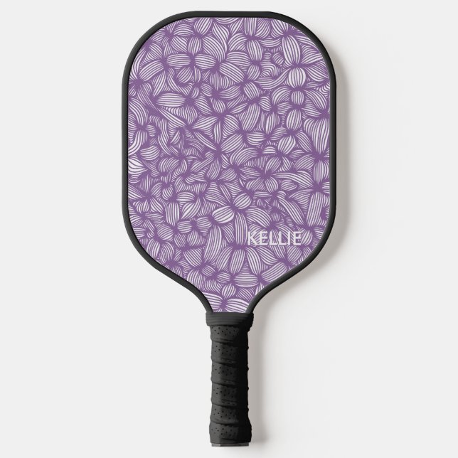 Raquette De Pickleball Monogramme cool violet et blanc (Recto)