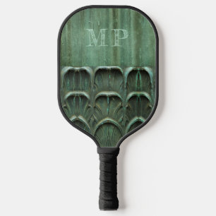 Raquette De Pickleball Monogramme d'apparence de bronze Patiné Verdigris