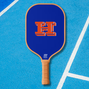 Raquette De Pickleball Monogramme de couleur collégiale bleu royal et ora