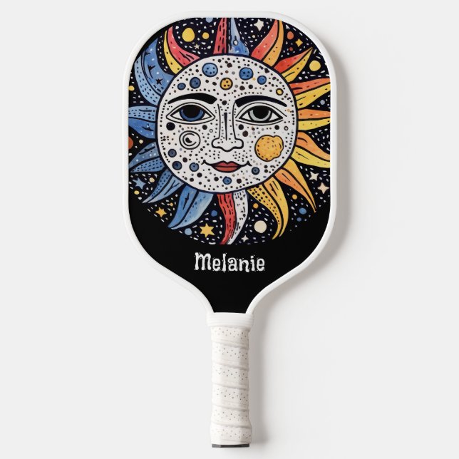 Raquette De Pickleball Monogramme de la lune céleste moderne (Recto)