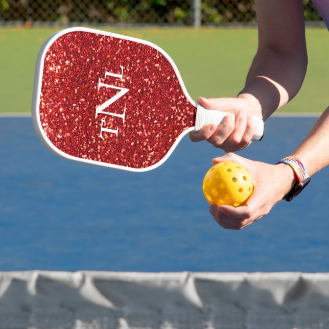 Raquette De Pickleball Monogramme de Parties scintillant rouge (Insitu)