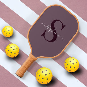 Raquette De Pickleball Monogramme de prune pourpre Premier nom initial Si