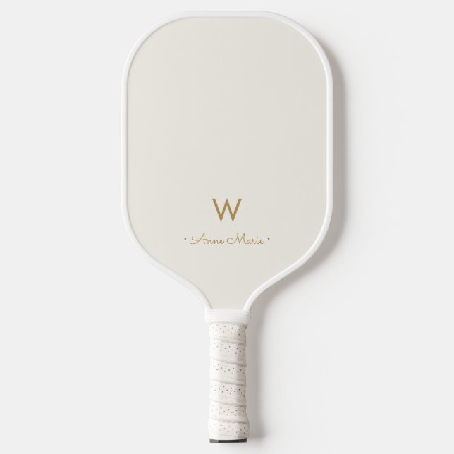 Raquette De Pickleball Monogramme de script d'or ivoire moderne (Recto)