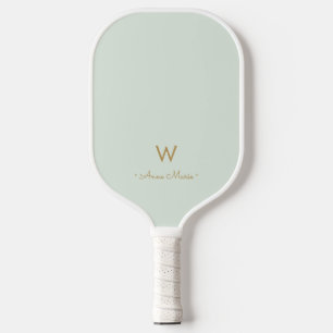 Raquette De Pickleball Monogramme d'or moderne Sage Green
