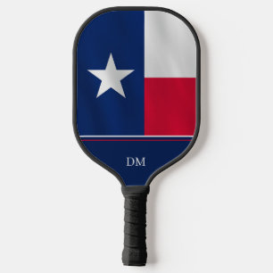 Raquette De Pickleball Monogramme du drapeau de l'État de Texas Lone Star