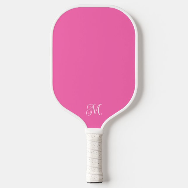 Raquette De Pickleball Monogramme élégant moderne minimaliste, rose ou n' (Recto)
