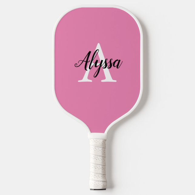 Raquette De Pickleball Monogramme élégant Pickleball rose Paddle (Recto)