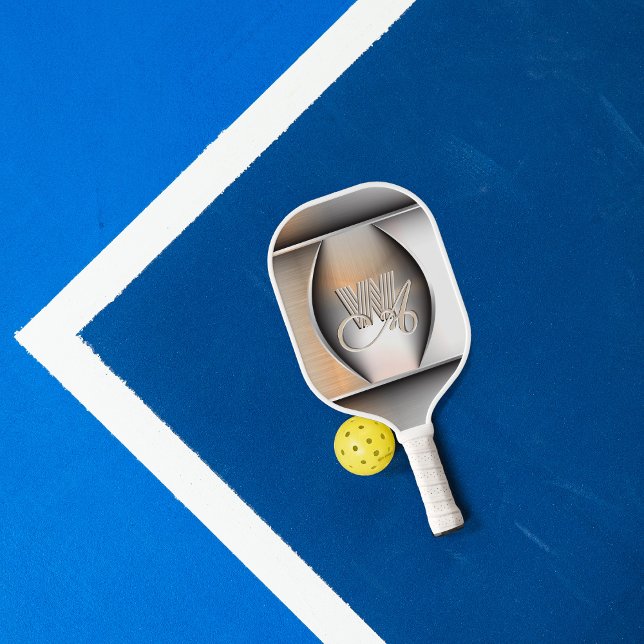 Raquette De Pickleball monogramme en acier brossé brillant (Créateur téléchargé)