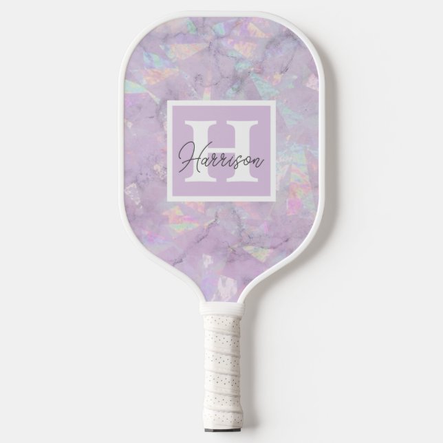 Raquette De Pickleball Monogramme et nom de la géode cristal violet Perso (Recto)