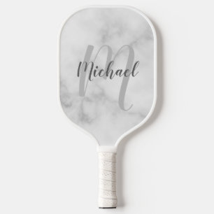 Raquette De Pickleball Monogramme et nom de script moderne personnalisé