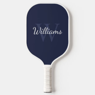 Raquette De Pickleball Monogramme et nom personnalisés bleu marine