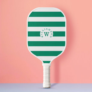 Raquette De Pickleball Monogramme et nom personnalisés minimaux à bande v