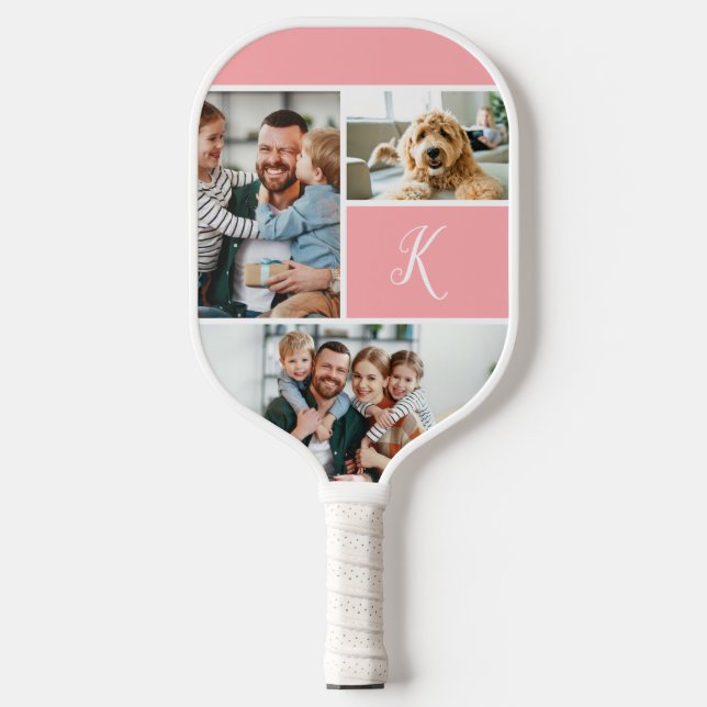 Raquette De Pickleball Monogramme et photo Collage Pickleball Paddle (Recto)