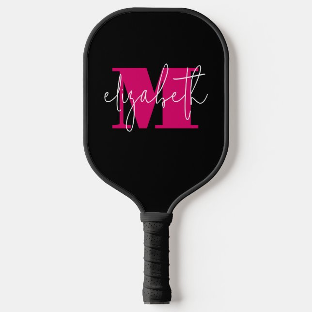 Raquette De Pickleball Monogramme féminin moderne Nom personnalisé (Recto)