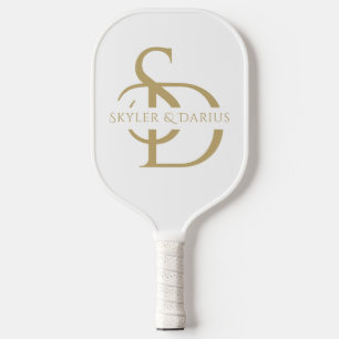 Raquette De Pickleball Monogramme Mariage Simple Personnalisé Avec Nom