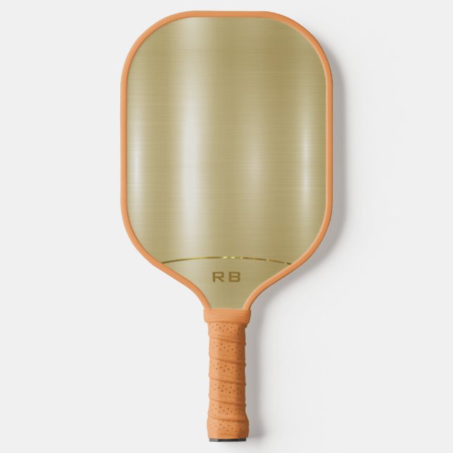 Raquette De Pickleball Monogramme minimal en or métallique (Recto)